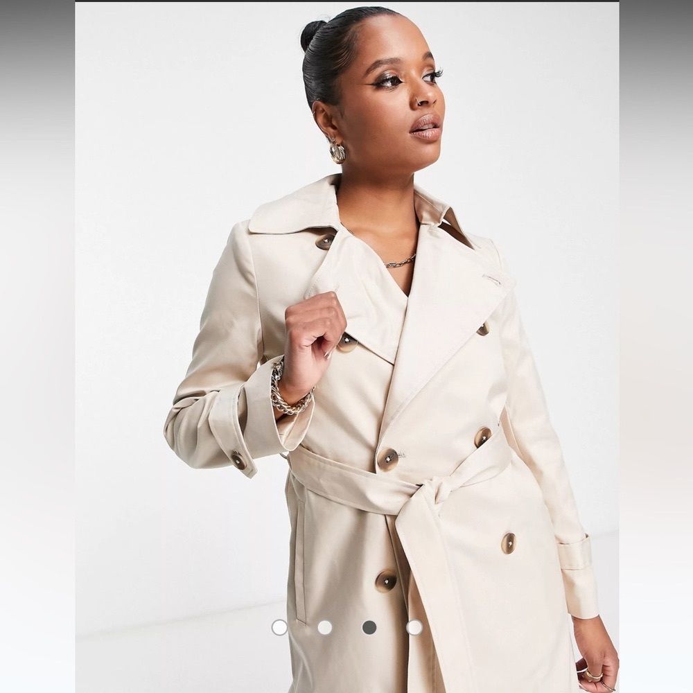 ASOS Ever New PETITE Trench Coat with Tie Belt - Stone Color